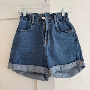 H&M Dark Wash High Waisted Denim Stretch Shorts